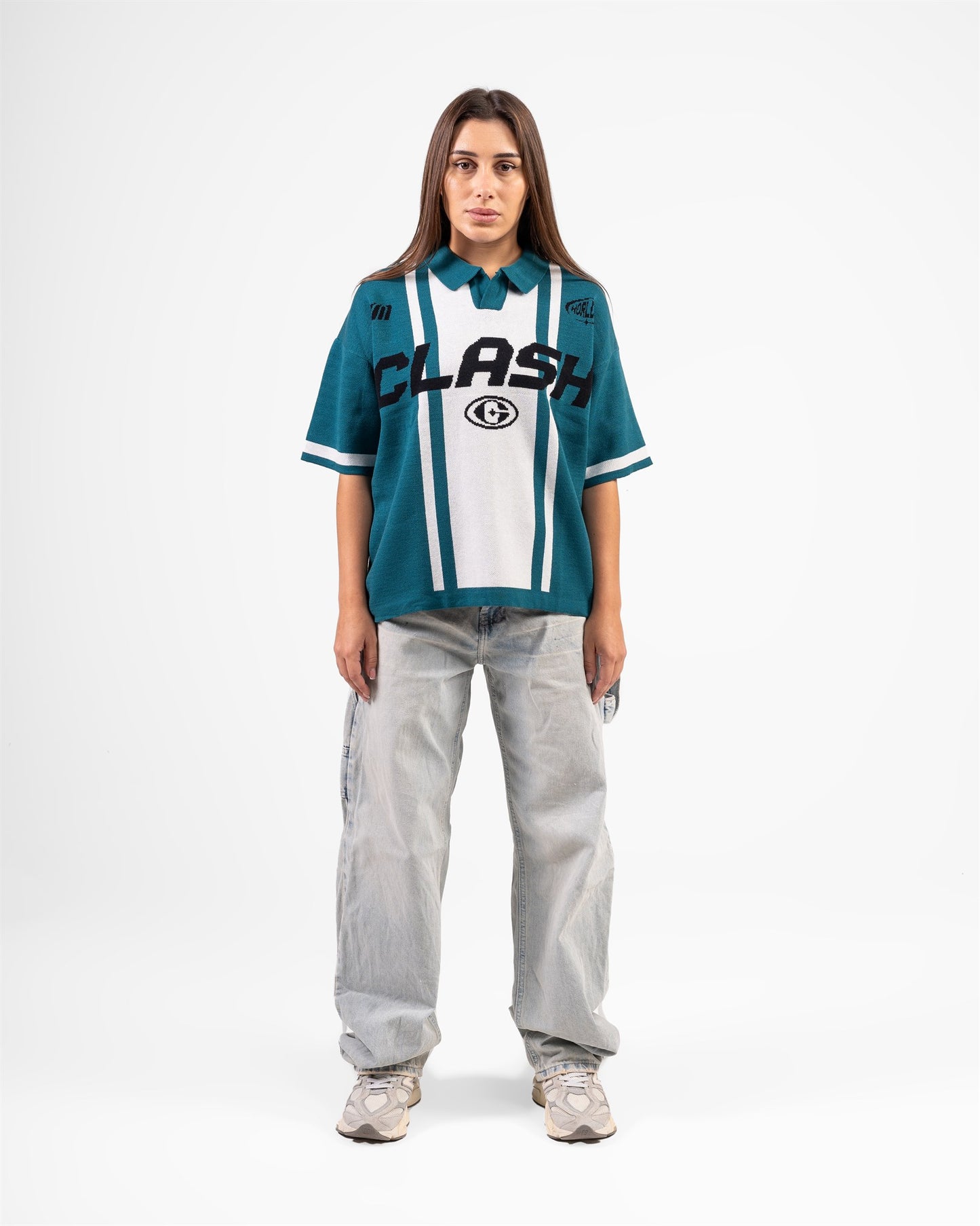 KNITTED POLO CLASH (TURQUOISE)