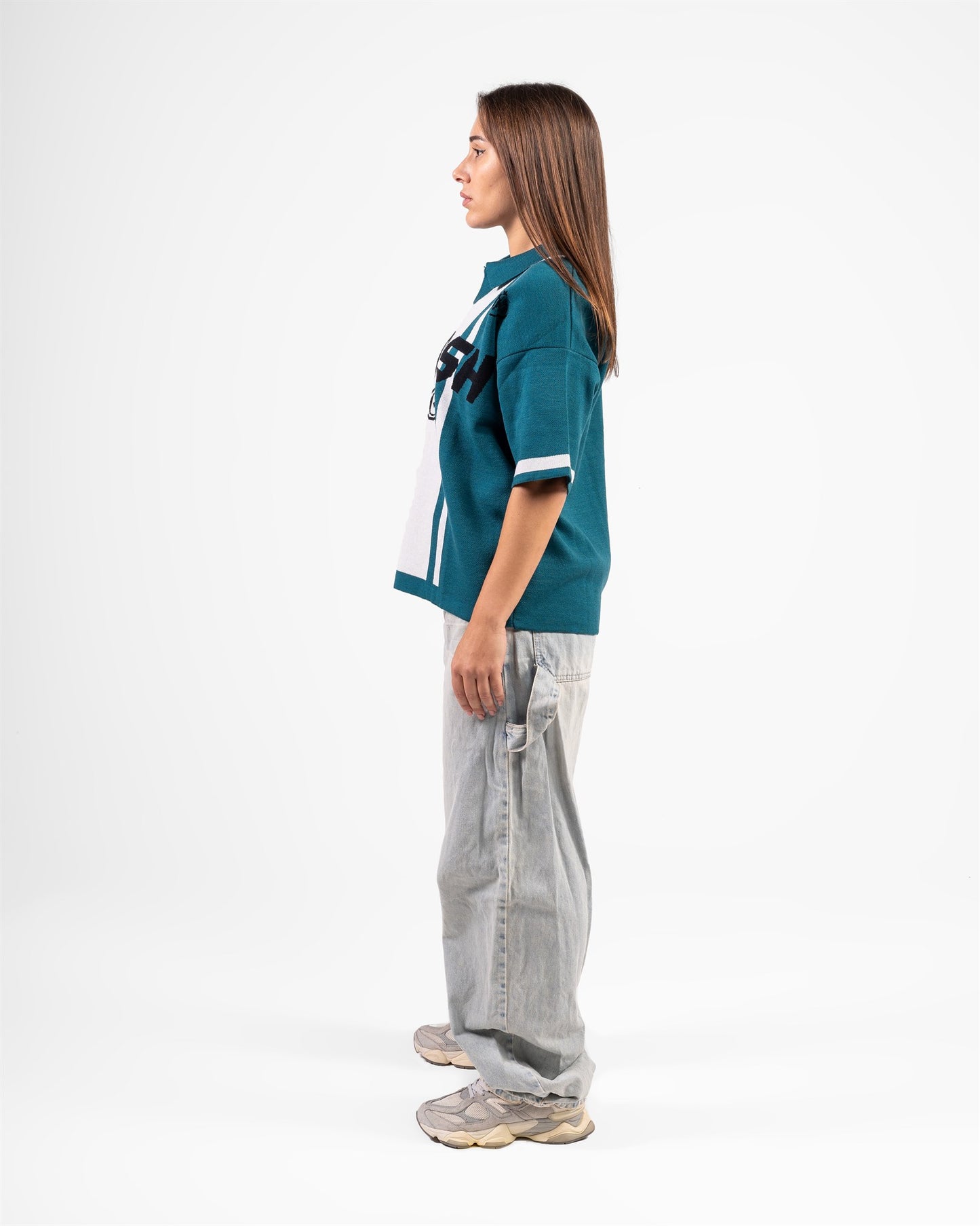 KNITTED POLO CLASH (TURQUOISE)