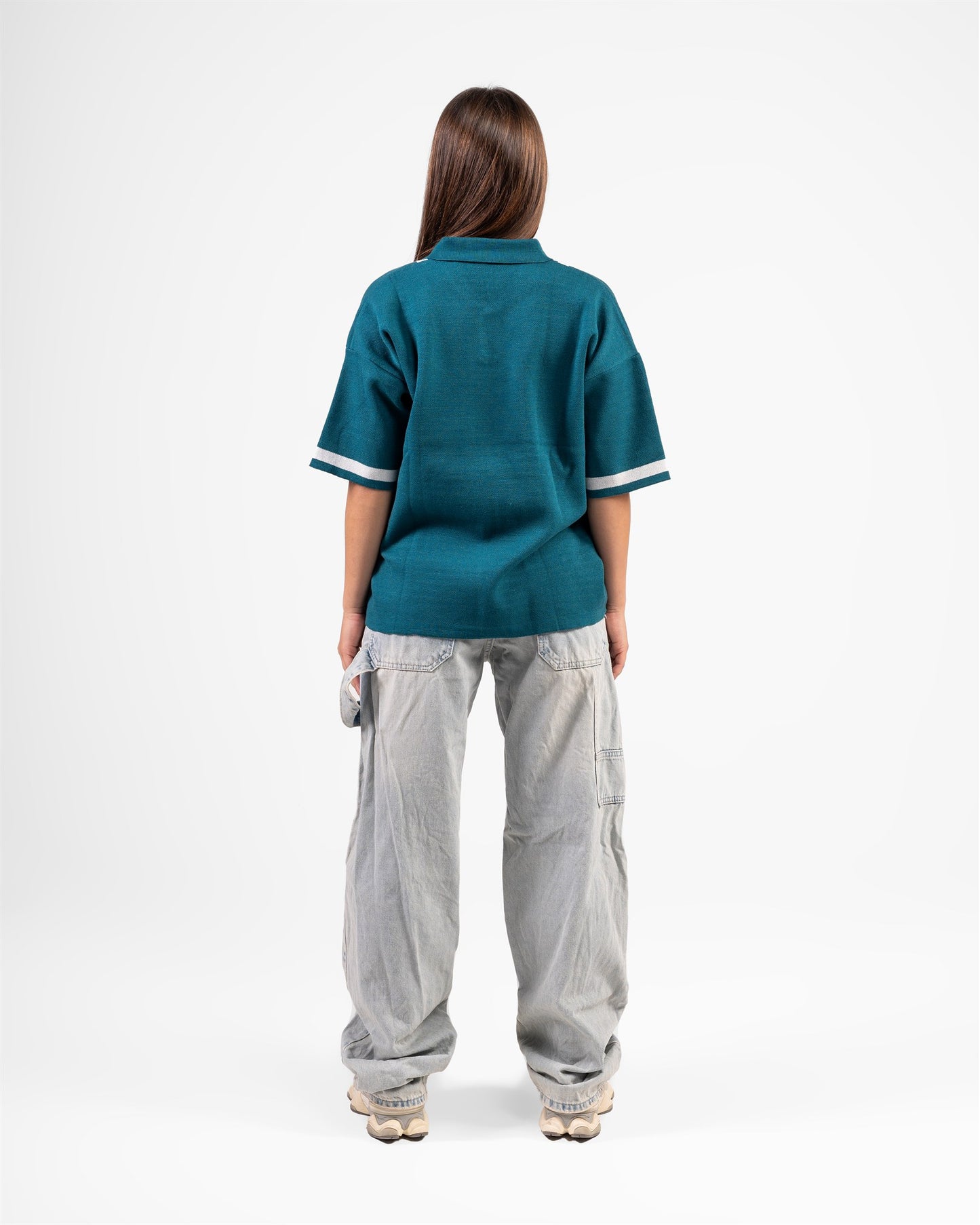 KNITTED POLO CLASH (TURQUOISE)