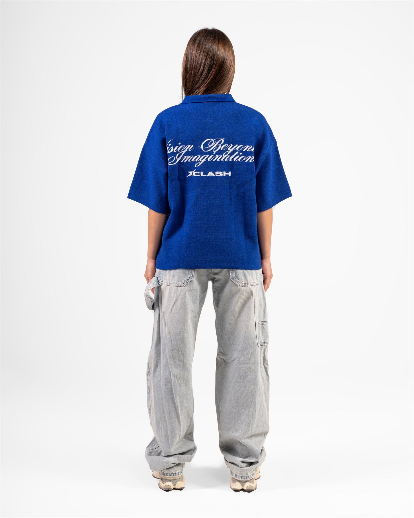 KNITTED POLO WORLD (BLUE)