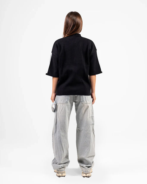 KNITTED ROUND T-SHIRTS (BLACK)