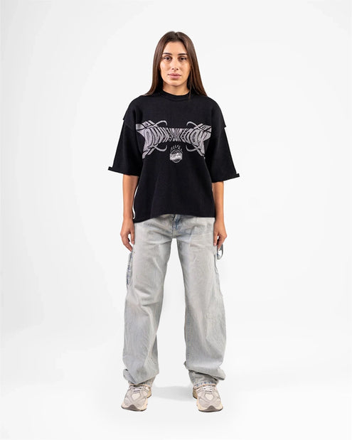KNITTED ROUND T-SHIRTS (BLACK)