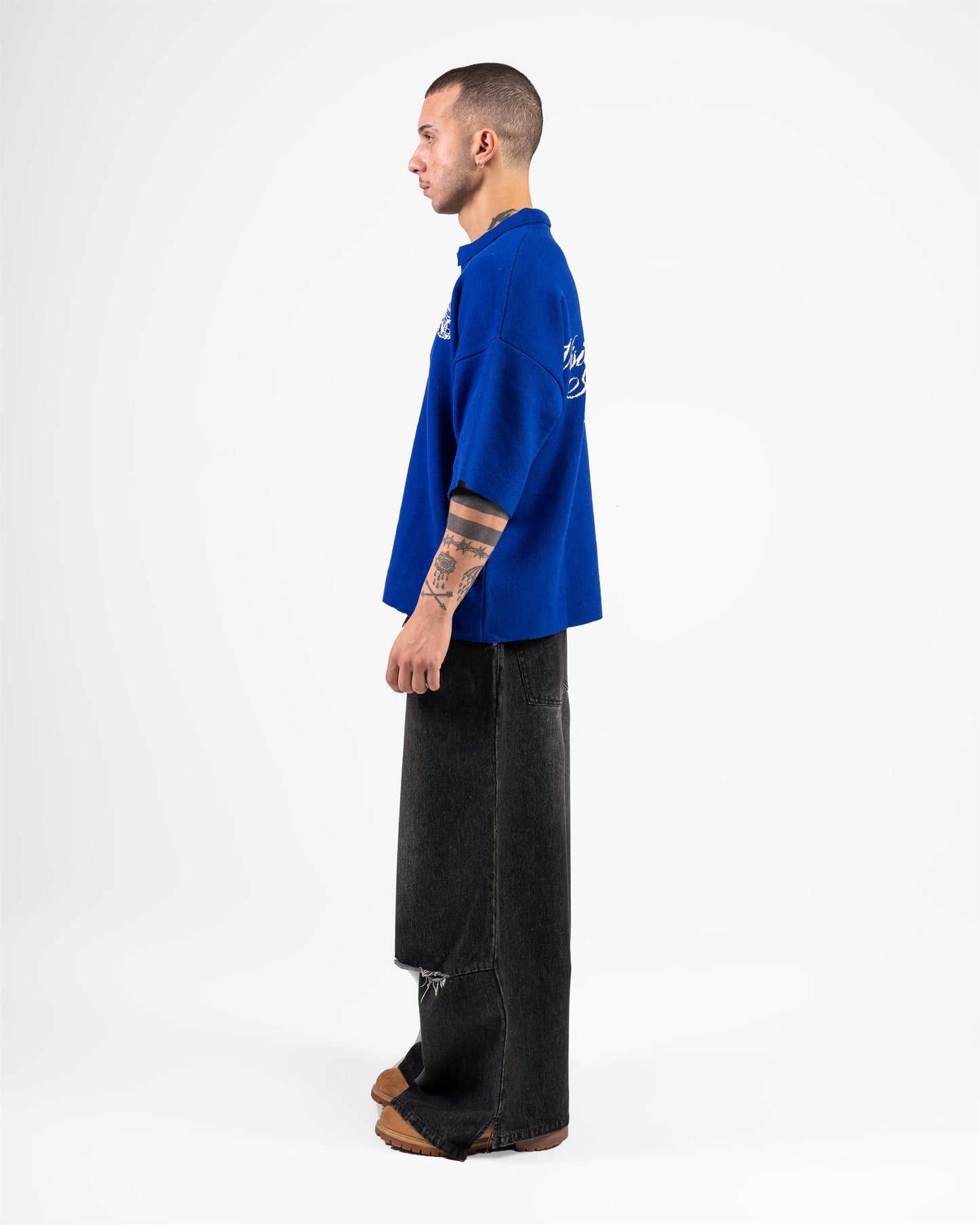 KNITTED POLO WORLD (BLUE)
