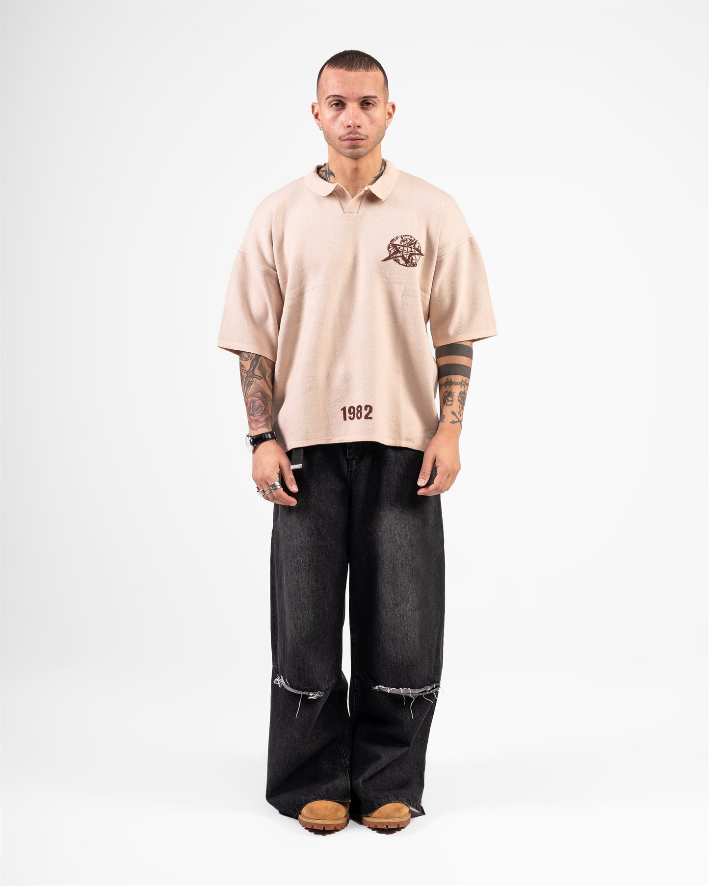 KNITTED POLO WORLD (BEIGE)