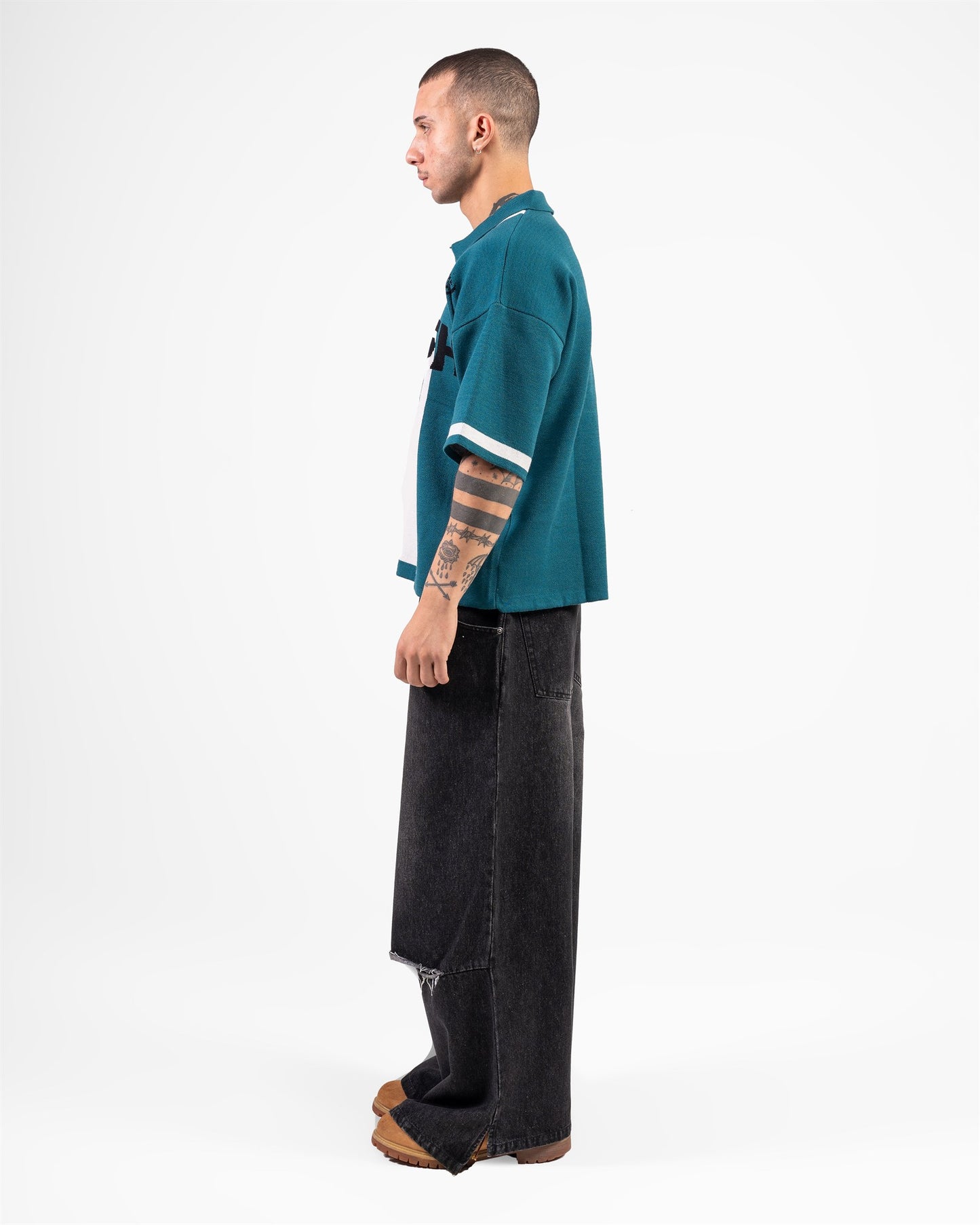 KNITTED POLO CLASH (TURQUOISE)