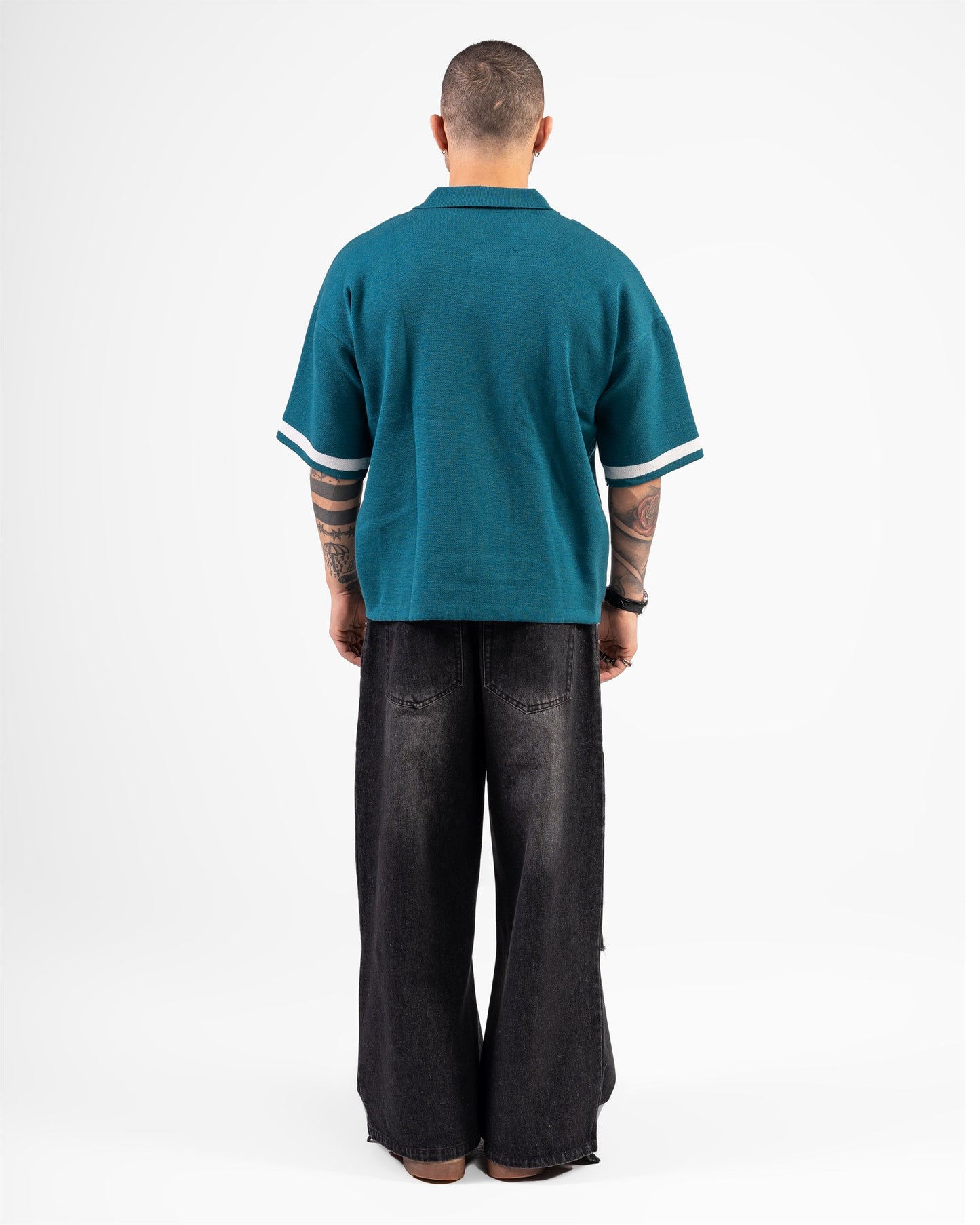 KNITTED POLO CLASH (TURQUOISE)