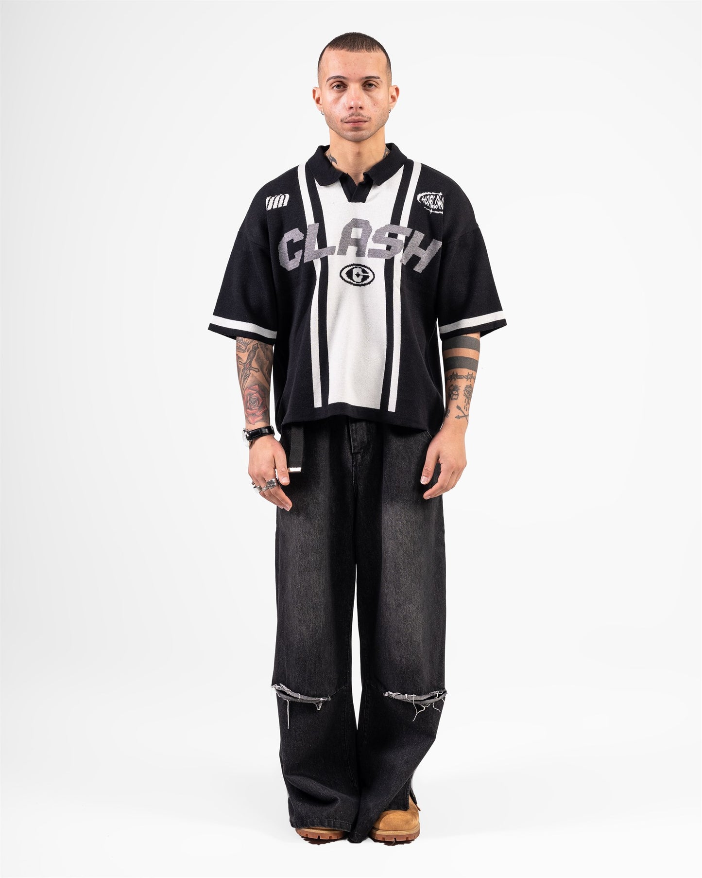 KNITTED POLO CLASH (BLACK)