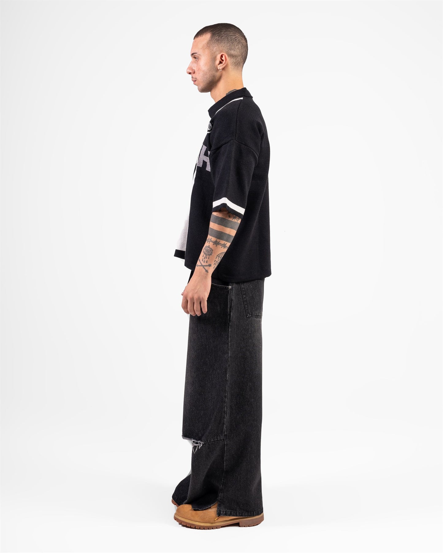KNITTED POLO CLASH (BLACK)