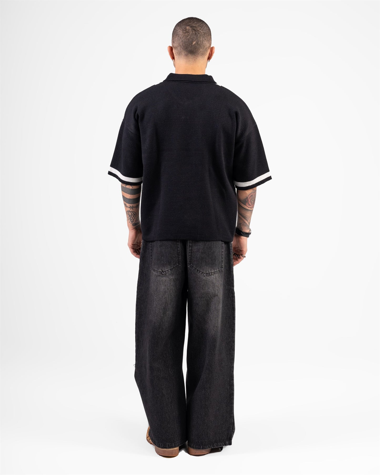 KNITTED POLO CLASH (BLACK)