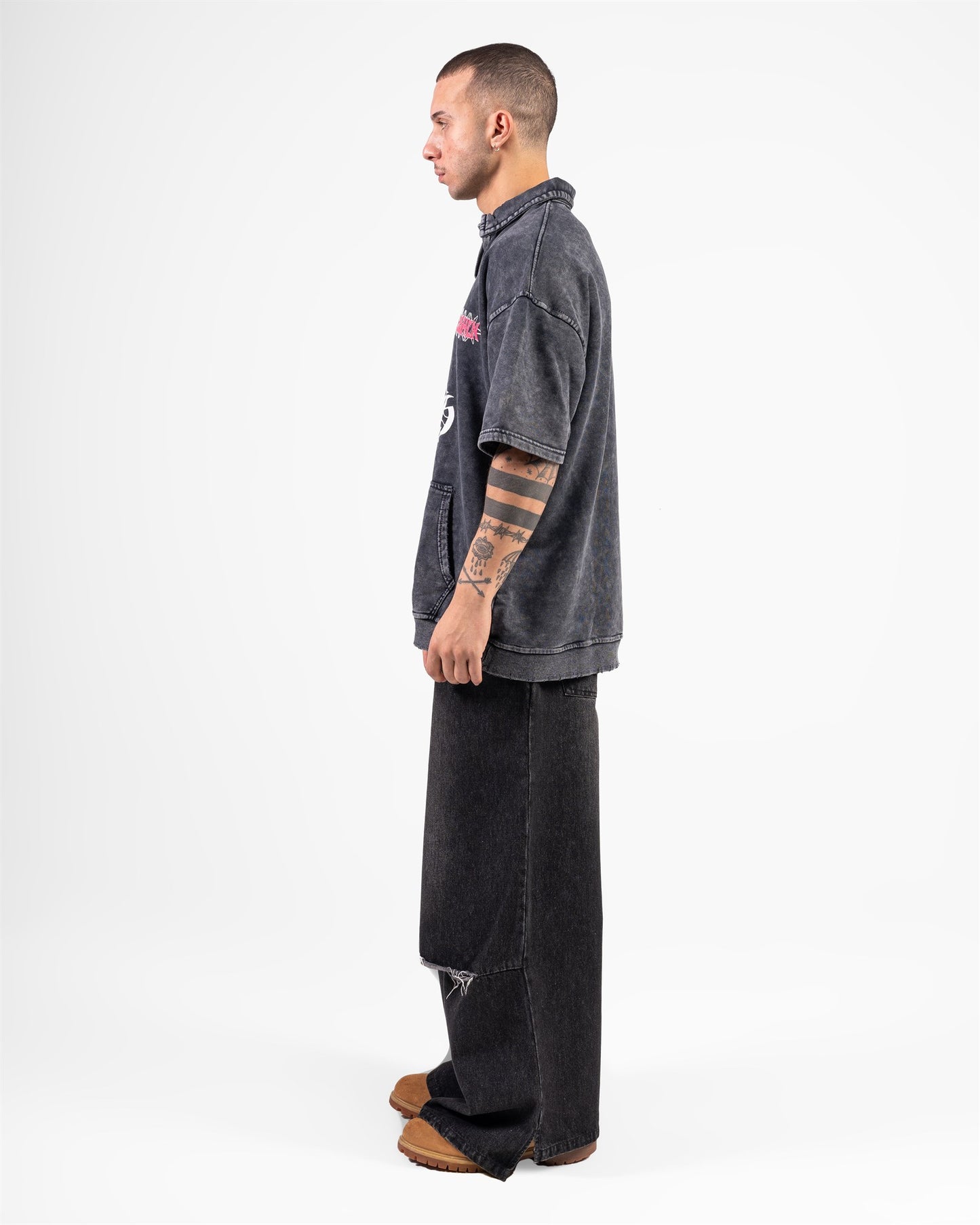 T-SHIRT POLO WASHED (GRAY)