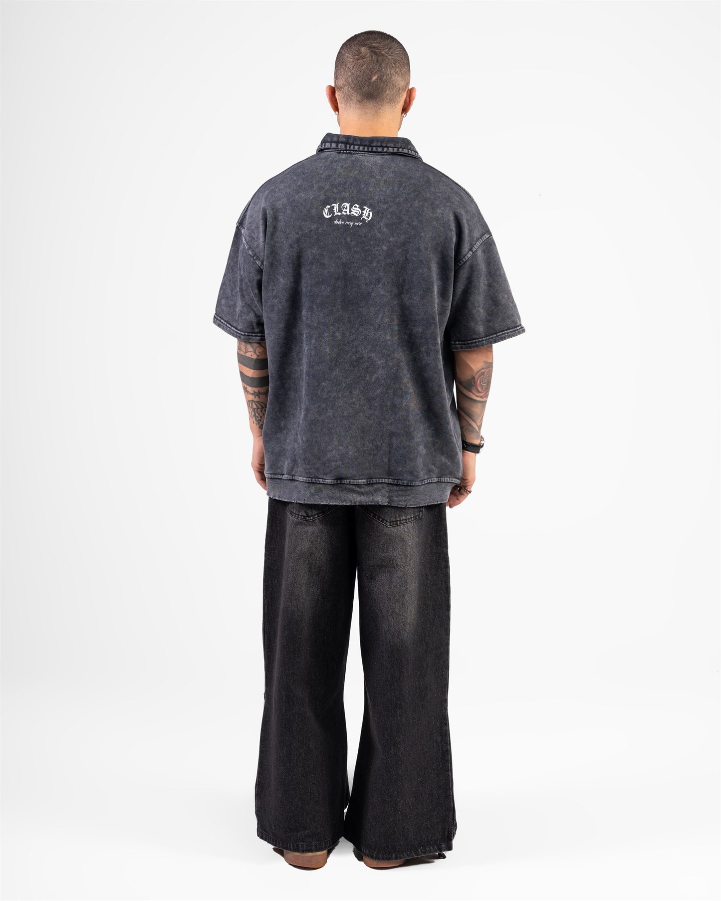 T-SHIRT POLO WASHED (GRAY)