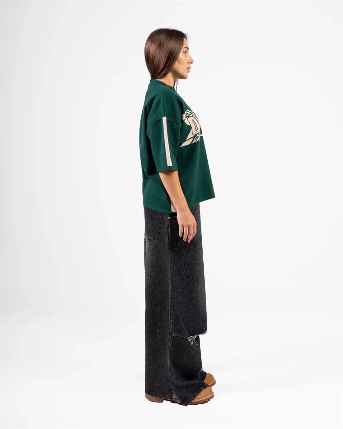 KNITTED ROUND T-SHIRTS (DARK GREEN)