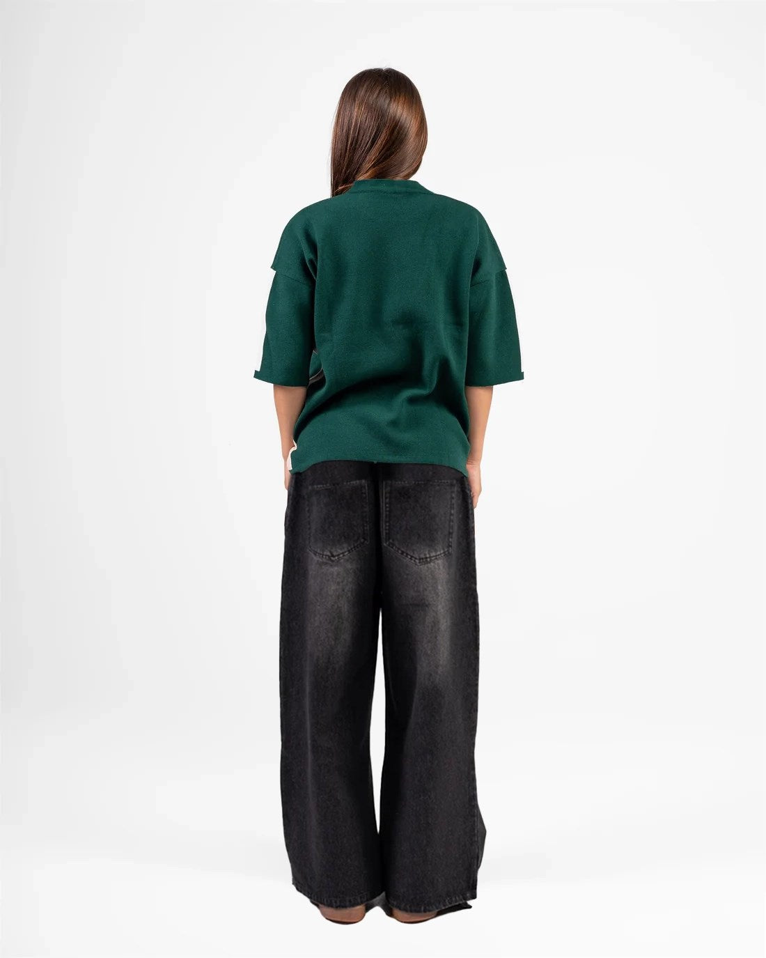 KNITTED ROUND T-SHIRTS (DARK GREEN)