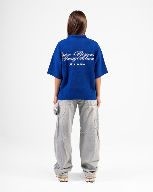 KNITTED POLO WORLD (BLUE)