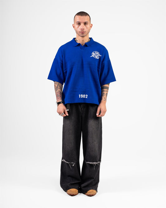 KNITTED POLO WORLD (BLUE)