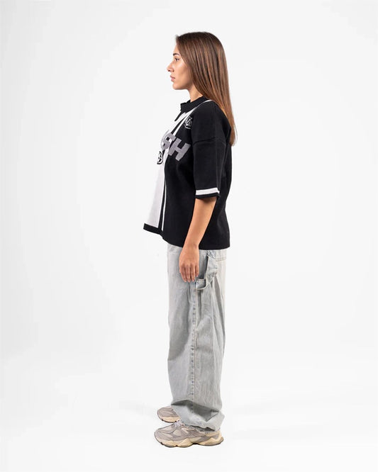 KNITTED POLO CLASH (BLACK)
