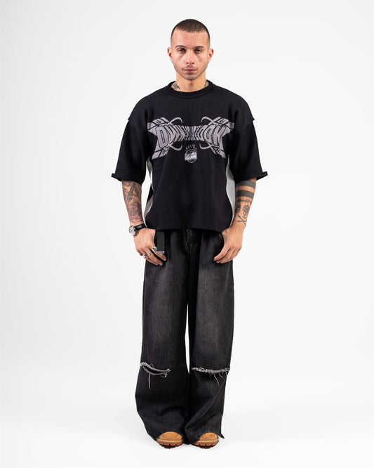 KNITTED ROUND T-SHIRTS (BLACK)