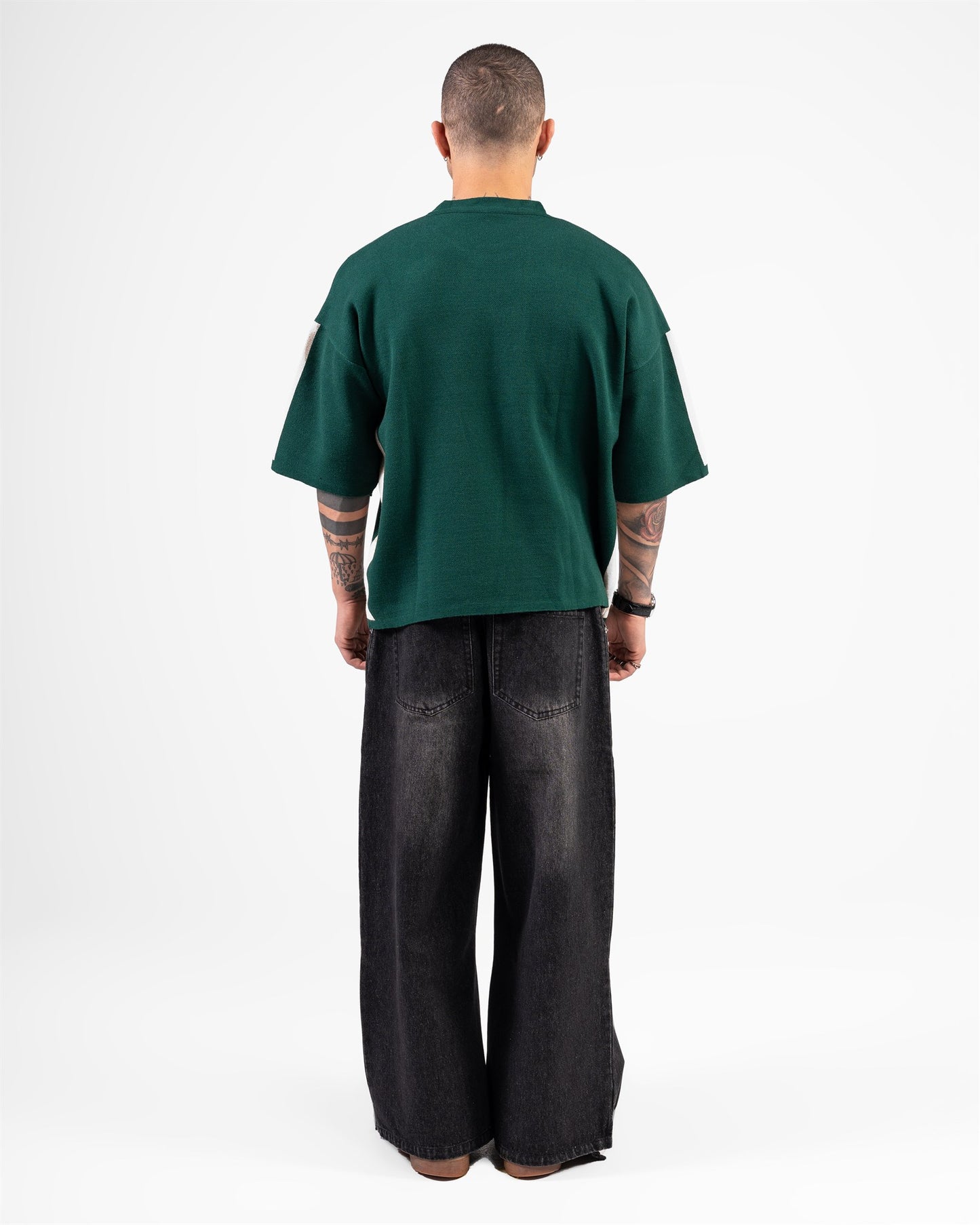 KNITTED ROUND T-SHIRTS (DARK GREEN)